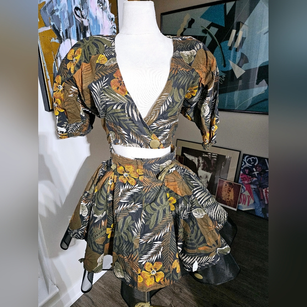 Vintage R 2-Piece Floral Print Skirt Set Italy